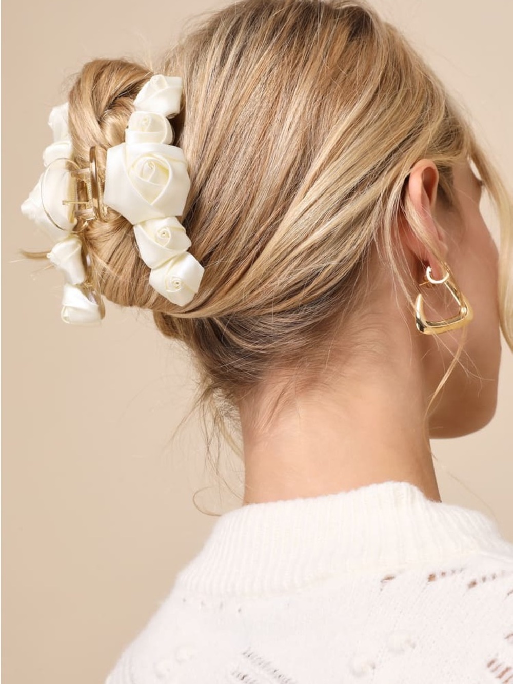 New🌟Anthropologie-Ivory Rosette Claw Hair Clip